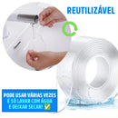 Fita Dupla Face Adesiva Transparente Resistente Gripo
